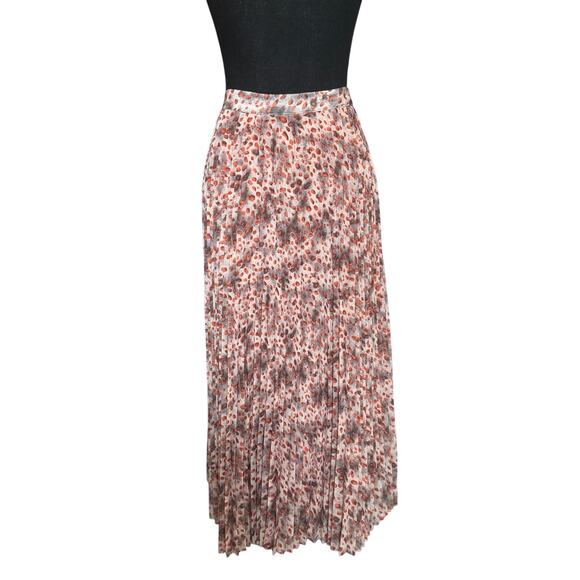Pleated Skirt Womens Small Leopard Print Fall Colors Midi Skies are Blue - Picture 5 of 11